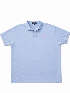 Ralph Lauren Light Heathered Blue Polo with Burgundy/Red Pony XL